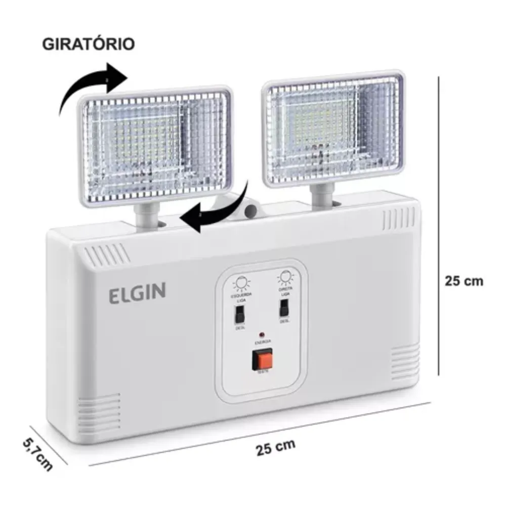 Luminária de Emergência Elgin Power Line 2000 LED 16W 2000 Lúmens Bivolt - Imagem 4