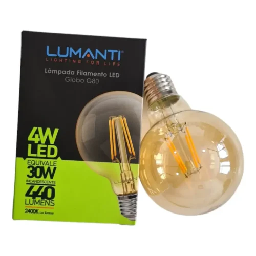 Lâmpada Filamento G-80 4W 2400K Lumanti