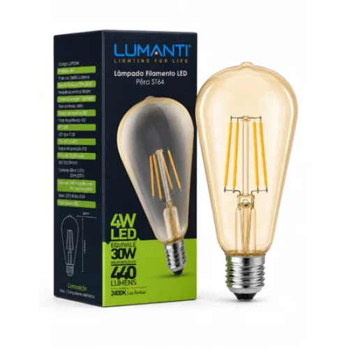 Lâmpada Filamento LED Pêra ST64 4W Lumanti
